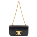 Celine Shoulder Bag Claude in Black, Box Calfskin — Front View