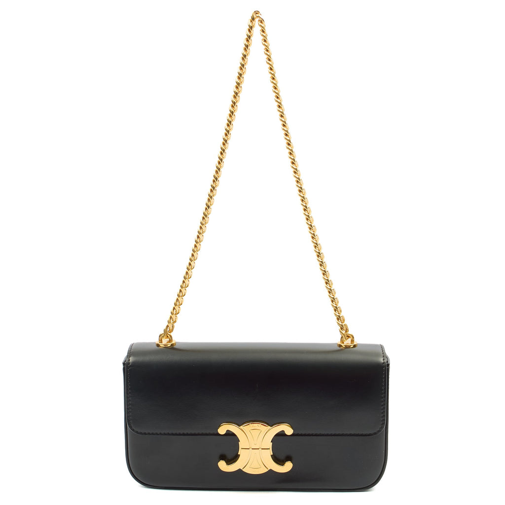 Celine Shoulder Bag Claude in Black, Box Calfskin — Alternate View 13