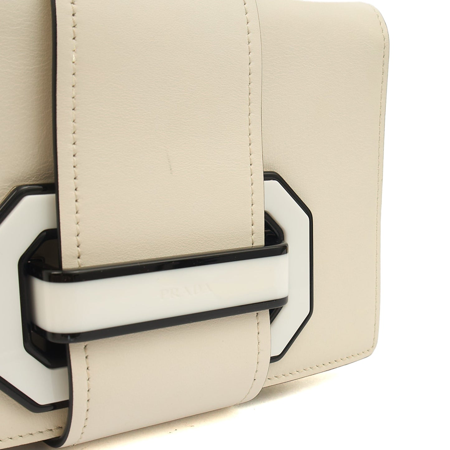 Prada Shoulder Bag City Calf Metal Ribbon in White, Leather — Alternate View 20