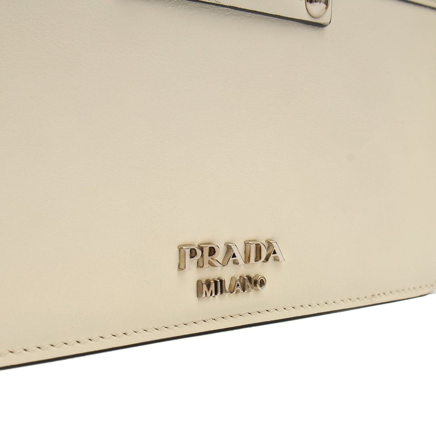 Prada Shoulder Bag City Calf Metal Ribbon in White, Leather — Alternate View 19
