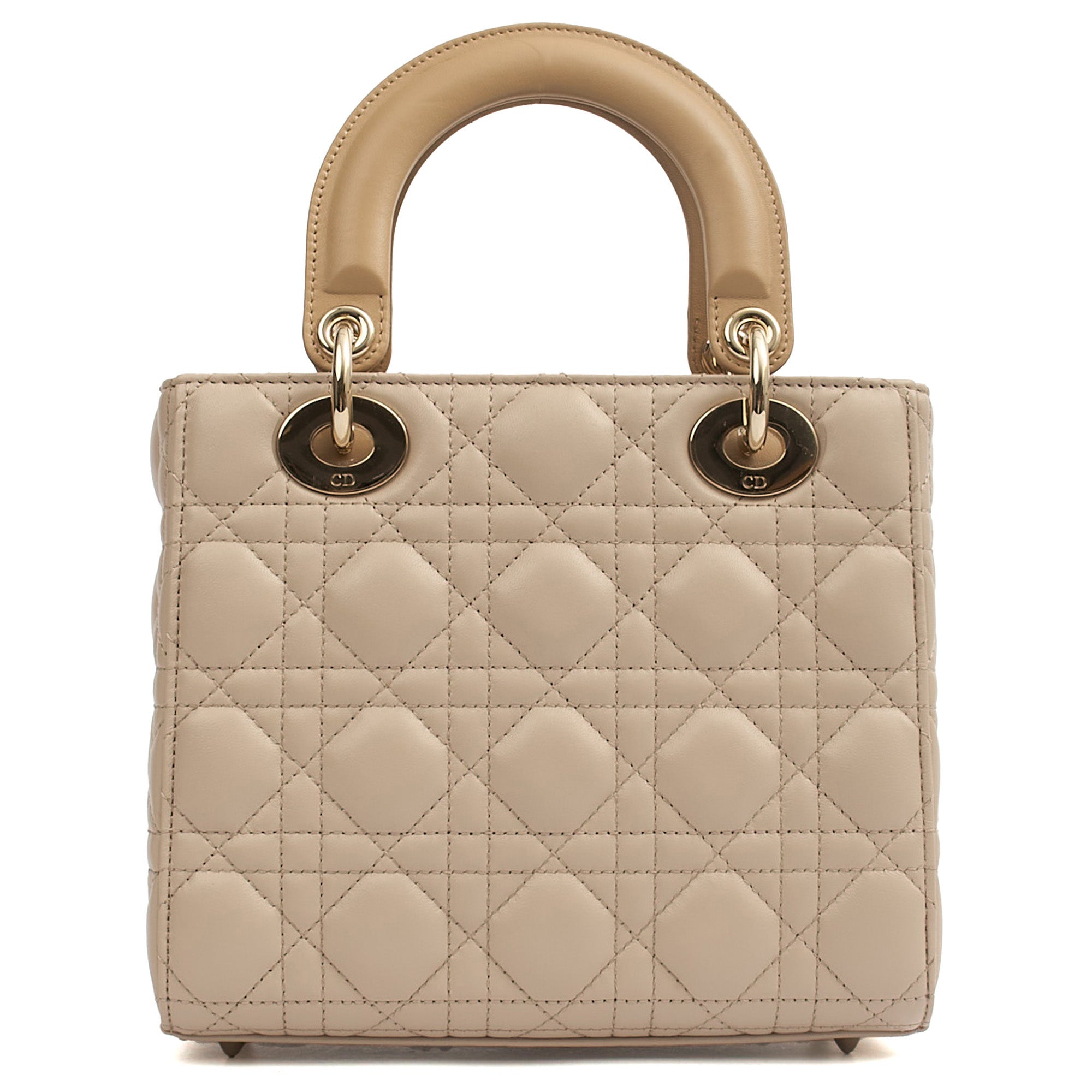 Christian Dior Tote Lady Dior Small in Neutral, Leather — Top View