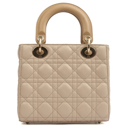 Christian Dior Tote Lady Dior Small in Neutral, Leather — Top View
