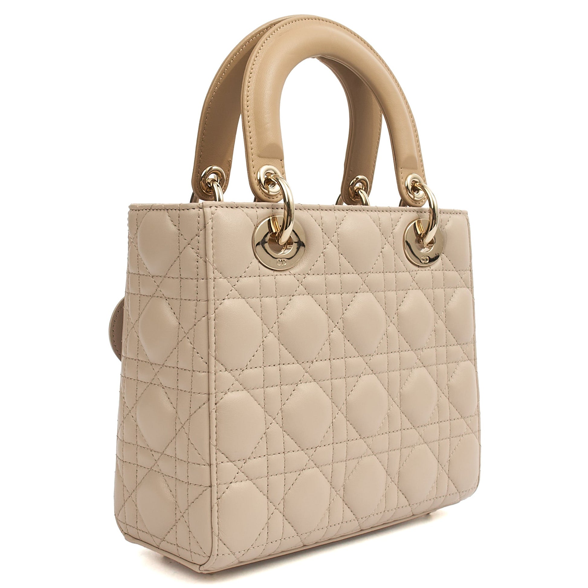 Christian Dior Tote Lady Dior Small in Neutral, Leather — Back View