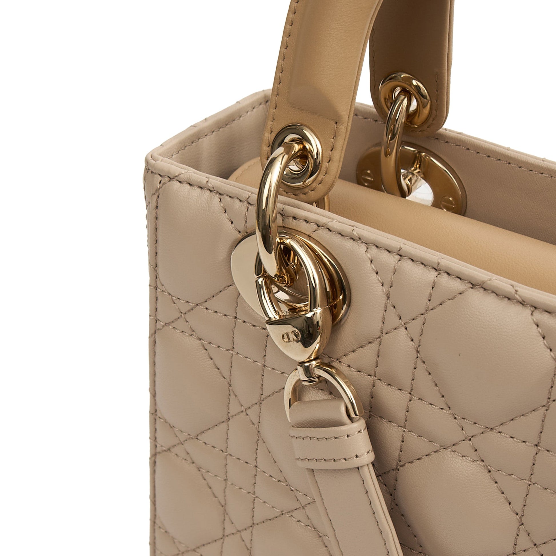 Christian Dior Tote Lady Dior Small in Neutral, Leather — Lifestyle View