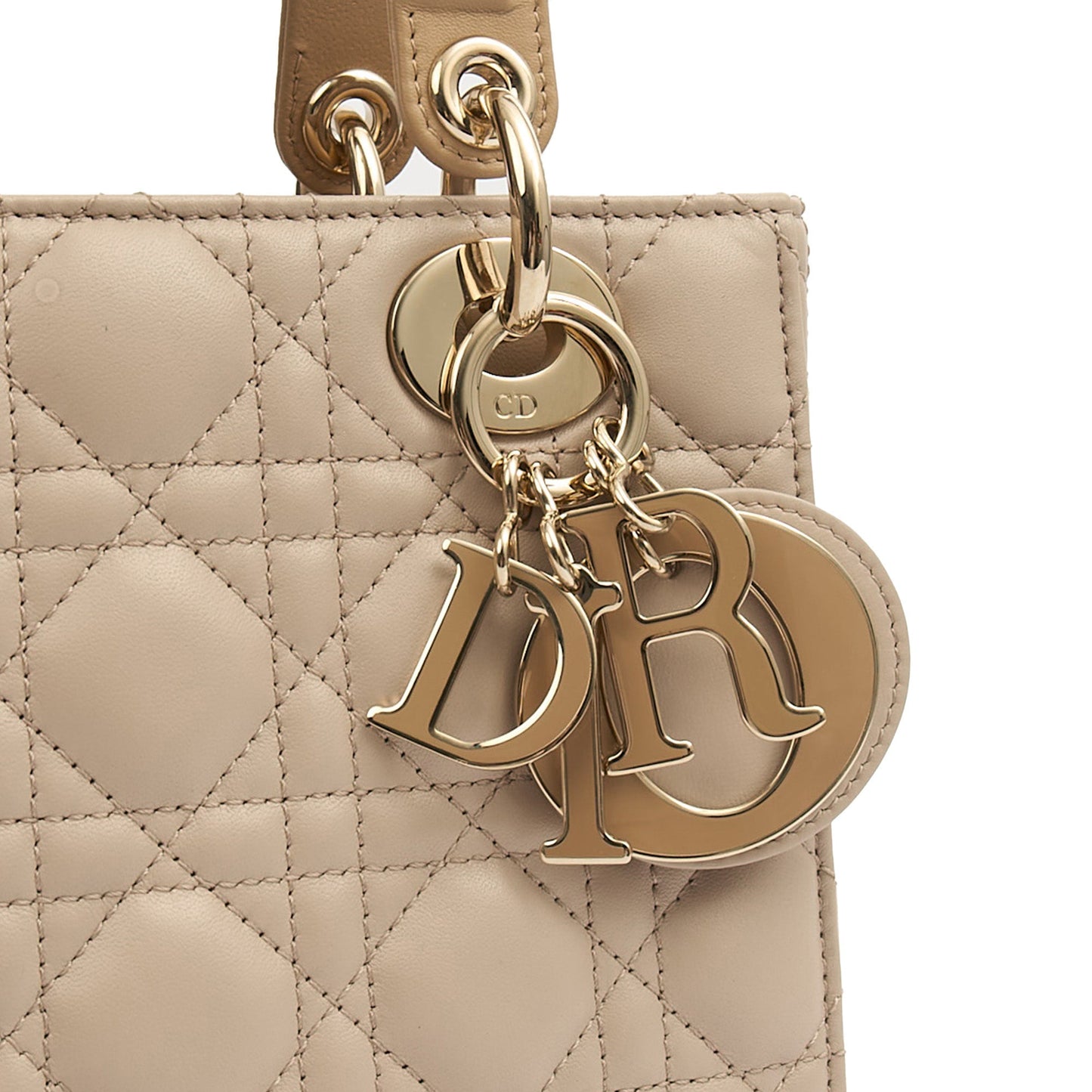 Christian Dior Tote Lady Dior Small in Neutral, Leather — Detail View