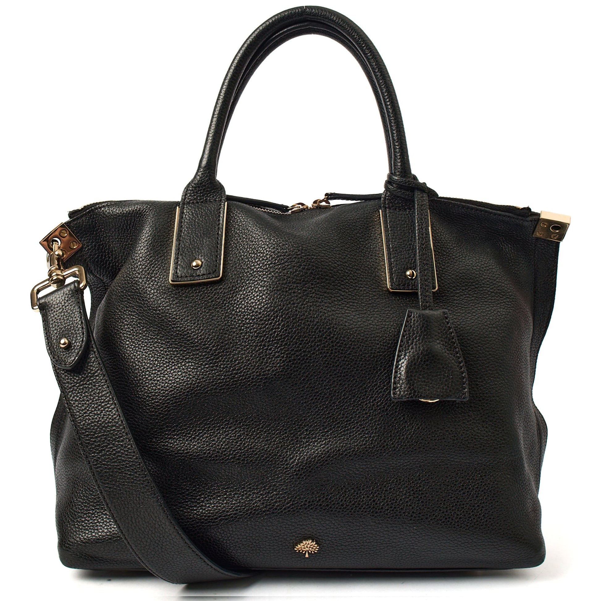 Mulberry Top Handle Alice  in Black, Calfskin Leather — Front View