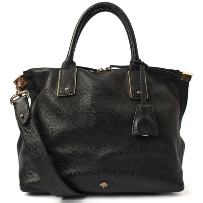 Mulberry Top Handle Alice  in Black, Calfskin Leather — Front View