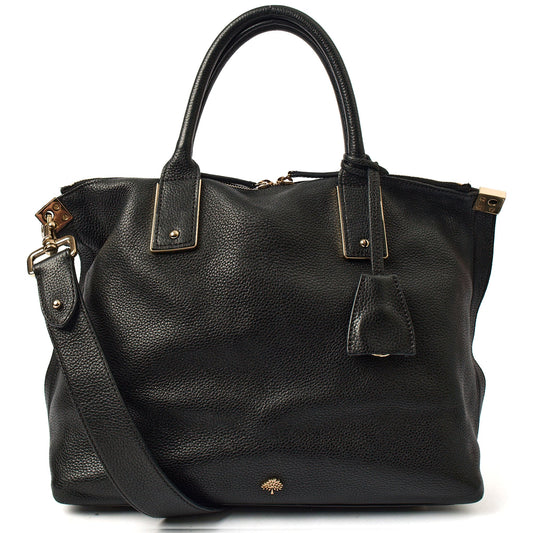 Mulberry Top Handle Alice  in Black, Calfskin Leather — Front View