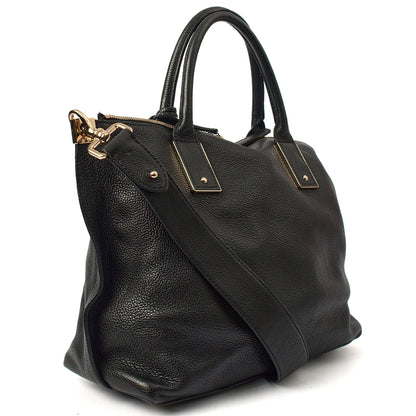 Mulberry Top Handle Alice  in Black, Calfskin Leather — Back View