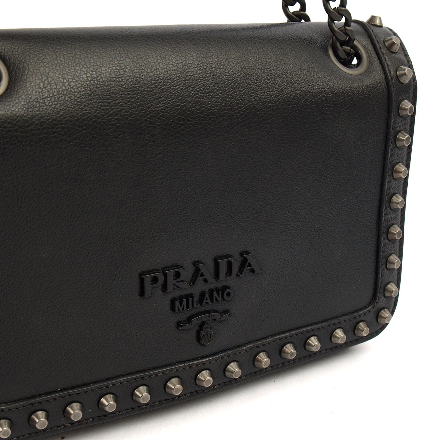 Prada Shoulder Bag Shoulder Bag in Black, Calfskin — Side View