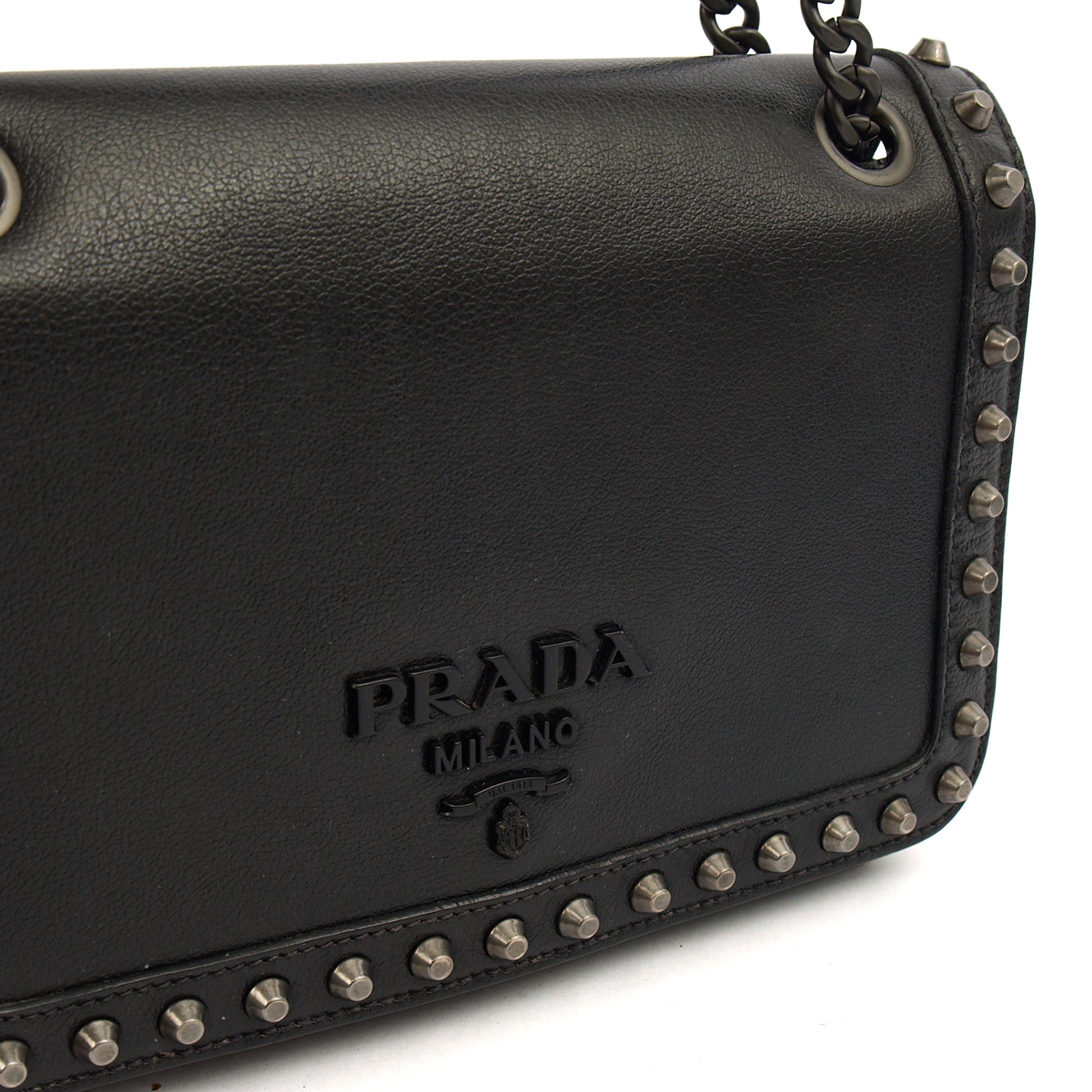Prada Shoulder Bag Shoulder Bag in Black, Calfskin — Side View