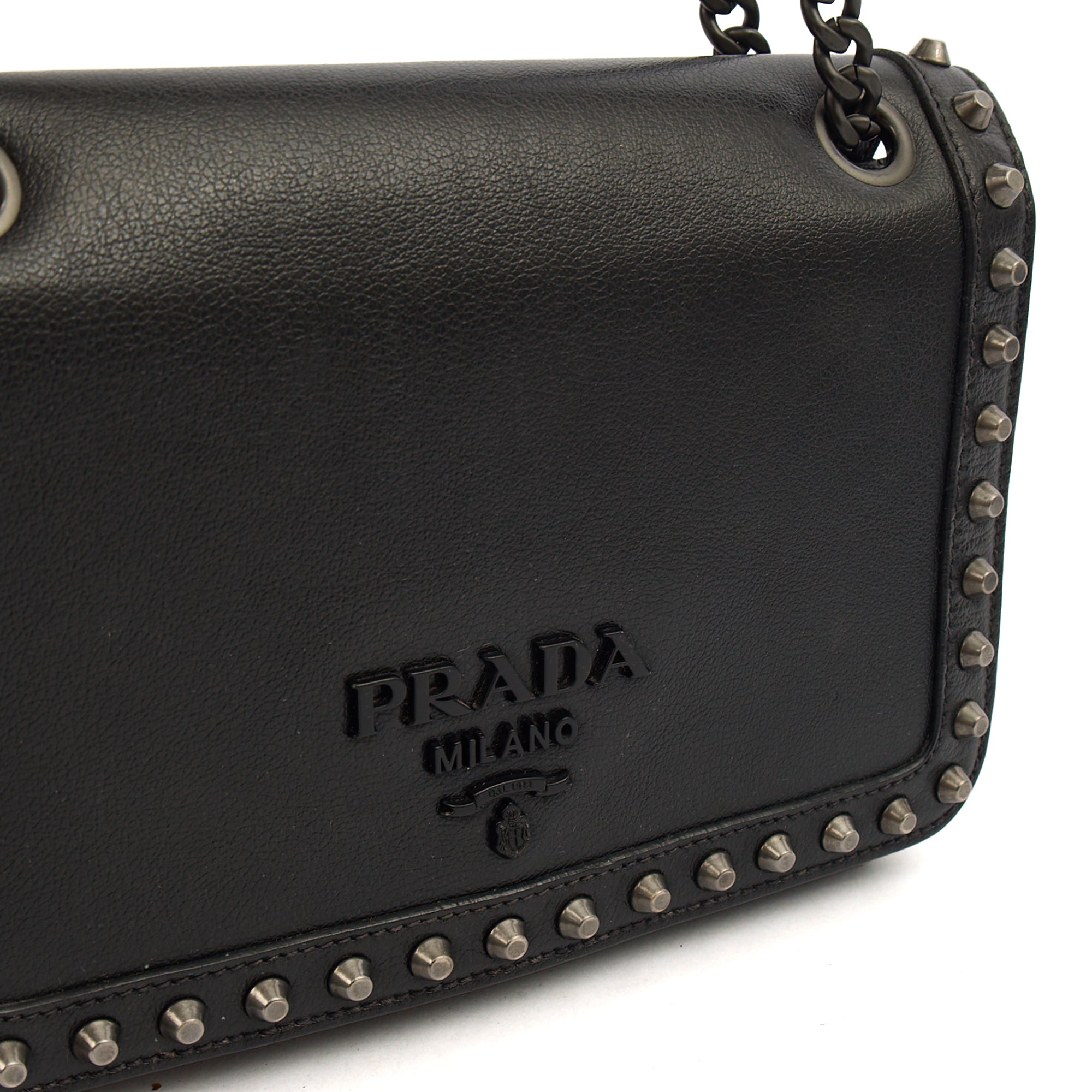 Prada Shoulder Bag Shoulder Bag in Black, Calfskin — Side View