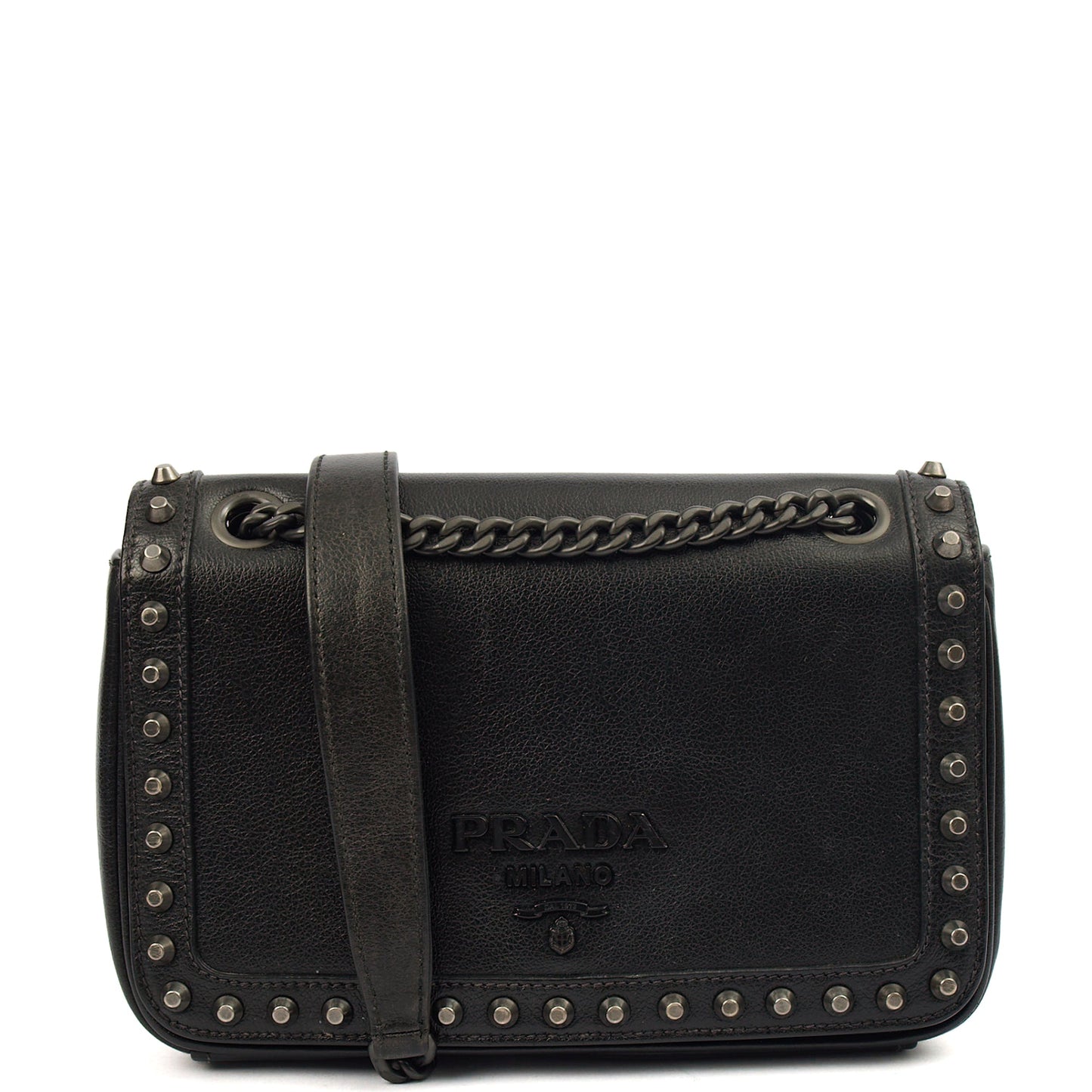 Prada Shoulder Bag Shoulder Bag in Black, Calfskin — Front View