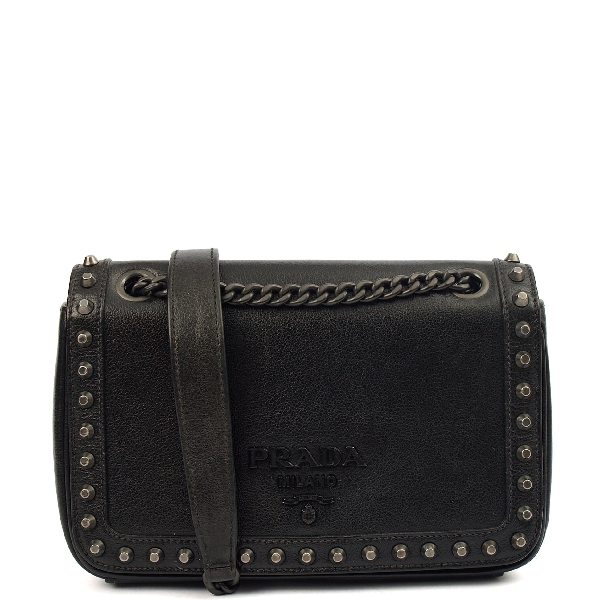 Prada Shoulder Bag Shoulder Bag in Black, Calfskin — Front View