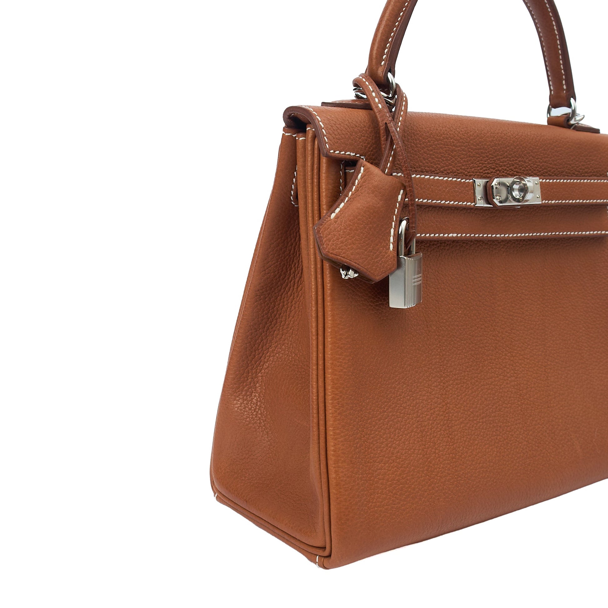 Hermes Top Handle Kelly 25 in Gold, Togo Leather — Alternate View 7