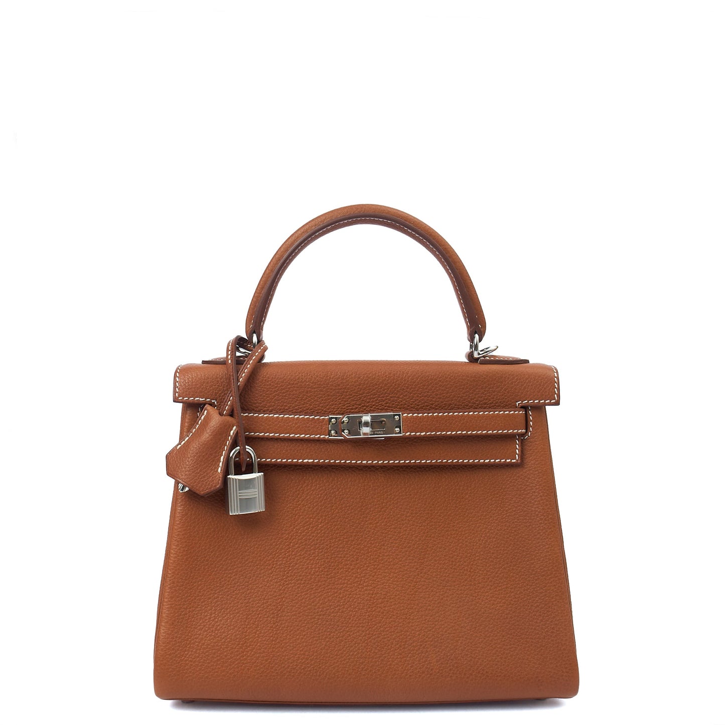 Hermes Top Handle Kelly 25 in Gold, Togo Leather — Front View