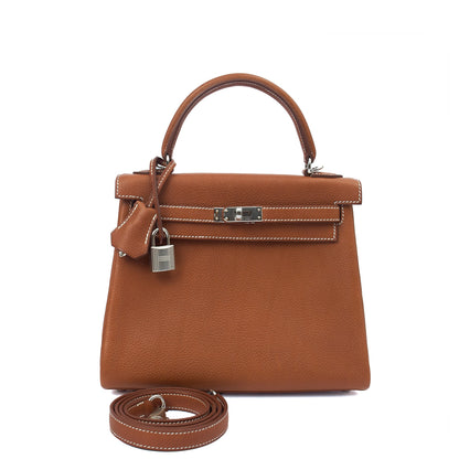 Hermes Top Handle Kelly 25 in Gold, Togo Leather — Alternate View 12