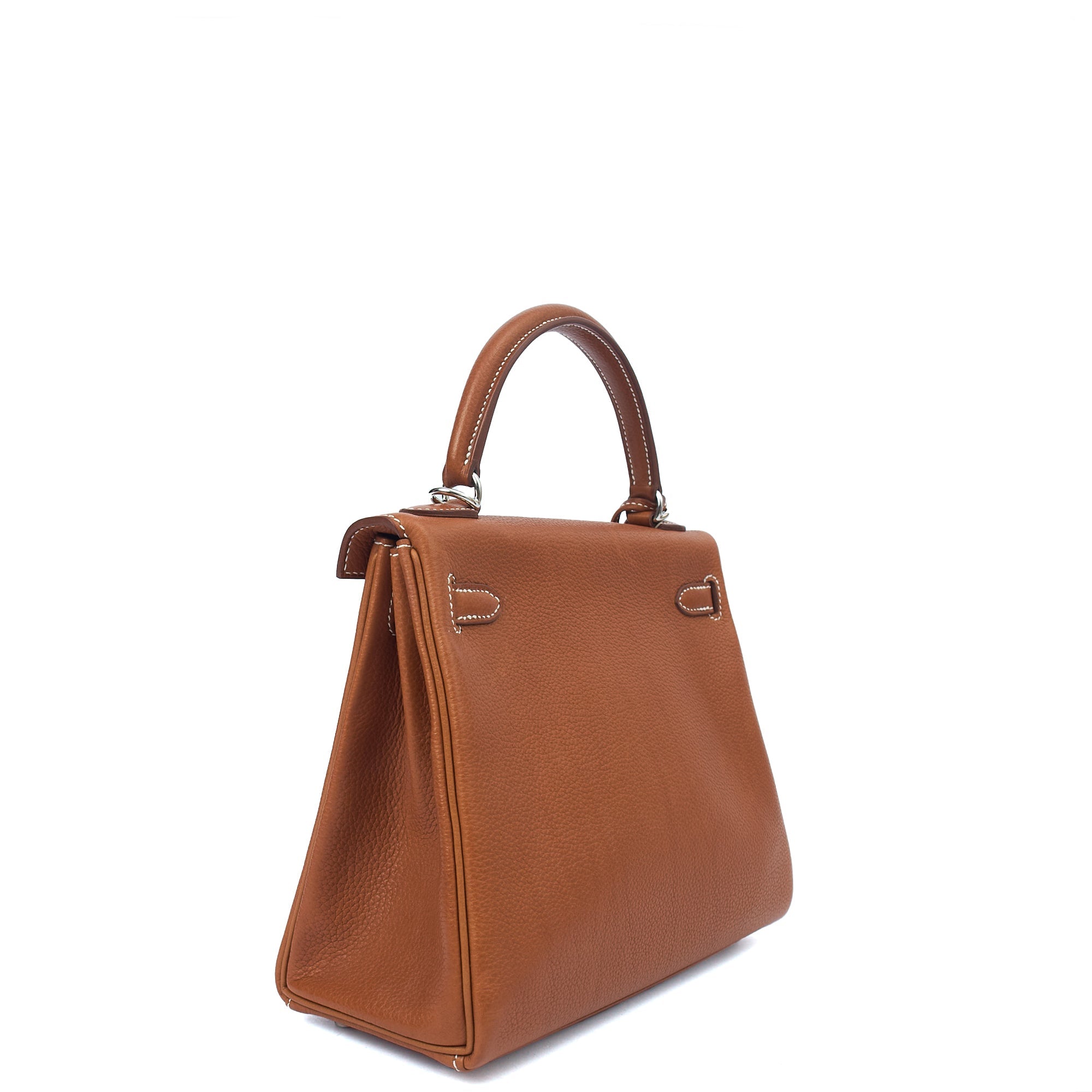 Hermes Top Handle Kelly 25 in Gold, Togo Leather — Side View
