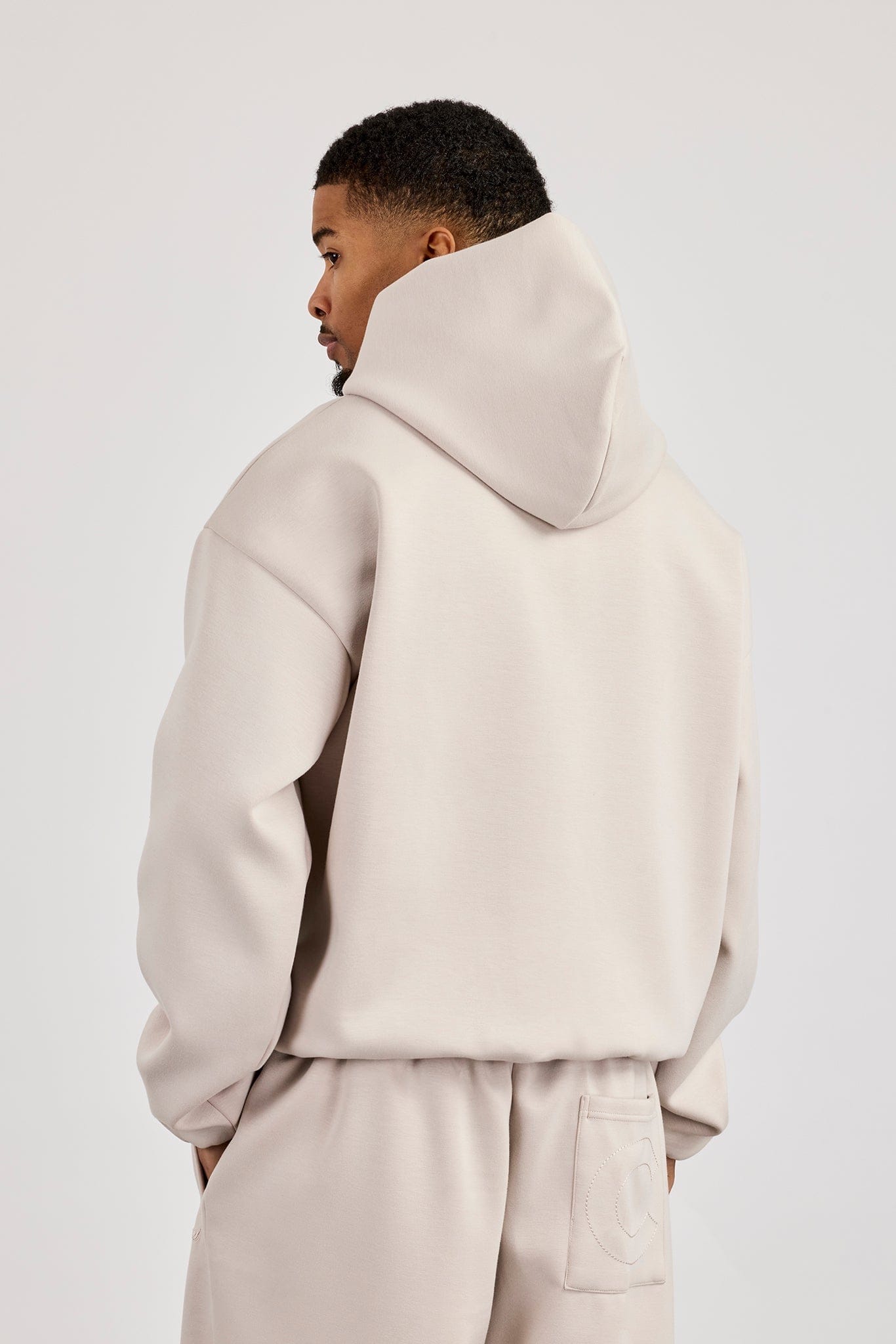 Cernucci Scuba Half Zip Hoodie - Light Grey — S — Back View