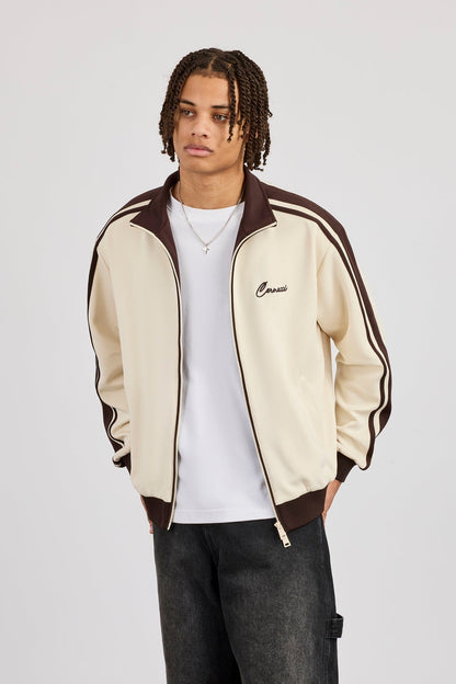 Cernucci Mens Contrast Detail Track Top - Off White — S — Front View
