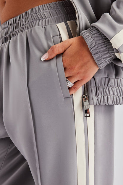 Cernucci Taping Wide Leg Track Pant - Grey — XS — Side View
