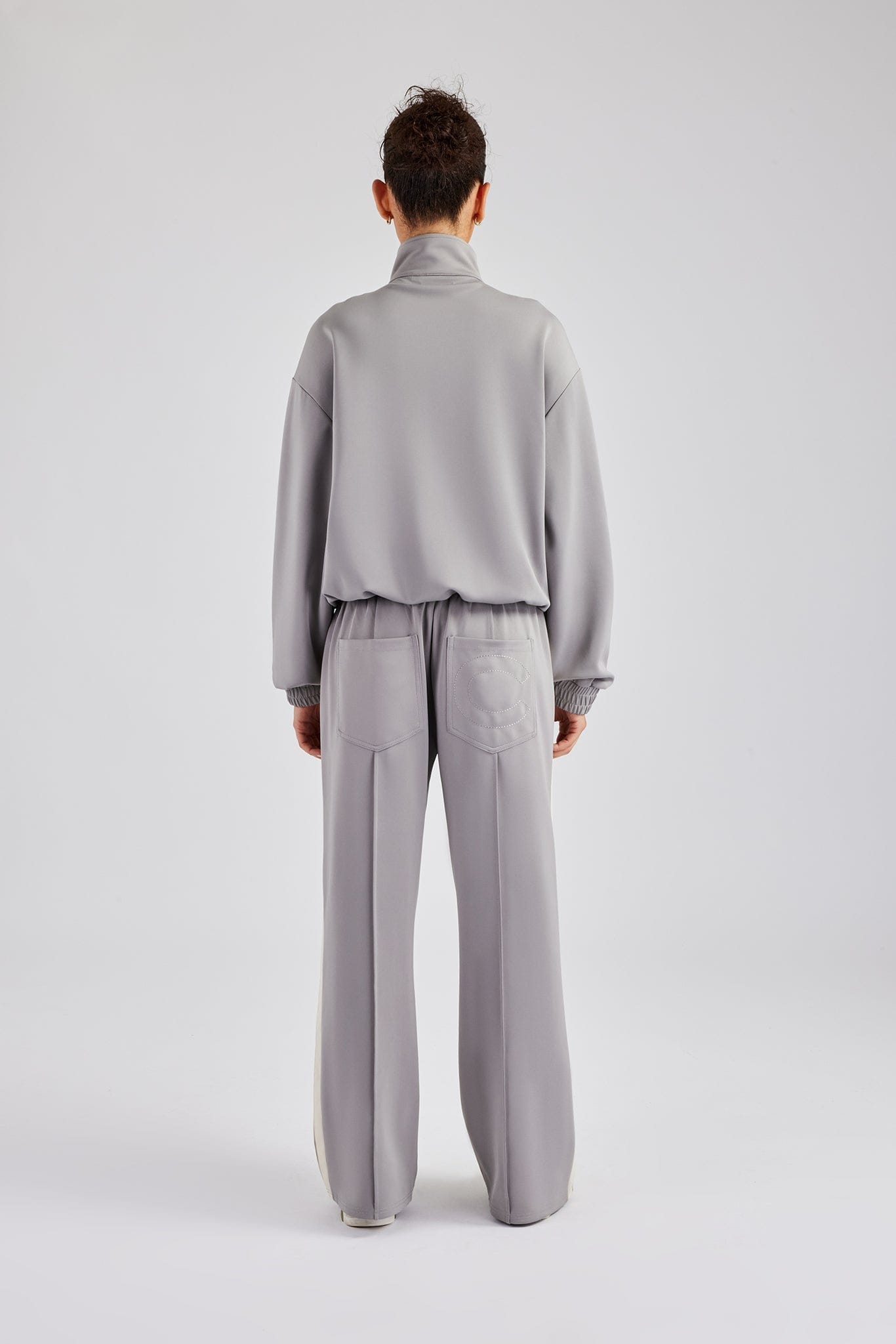 Cernucci Taping Wide Leg Track Pant - Grey — XS — Top View