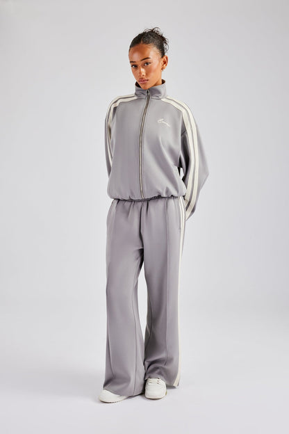 Cernucci Taping Wide Leg Track Pant - Grey — XS — Back View