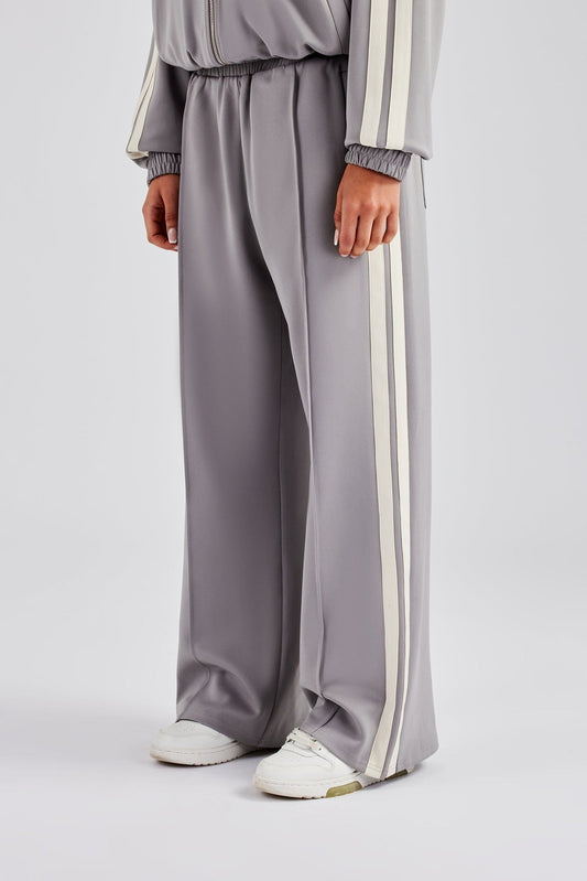 Cernucci Taping Wide Leg Track Pant - Grey — XS — Front View