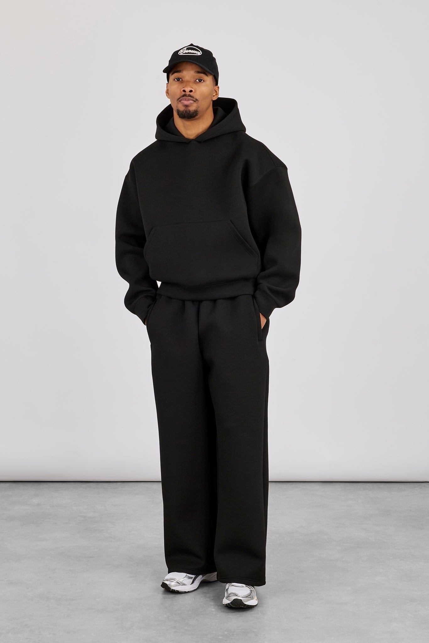 Cernucci Scuba Boxy Hoodie & Baggy Fit Trouser - Black — S — Size S — Front View