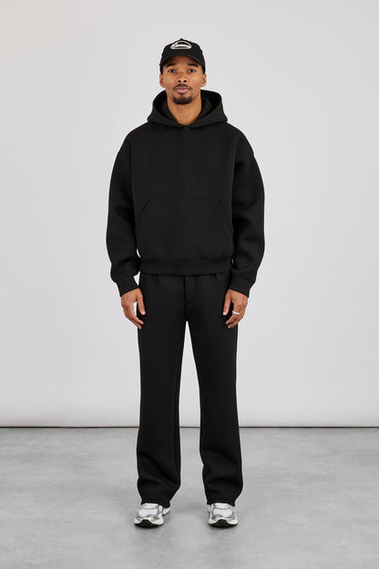 Cernucci Scuba Boxy Hoodie & Relaxed Trouser - Black — S — Size S — Top View
