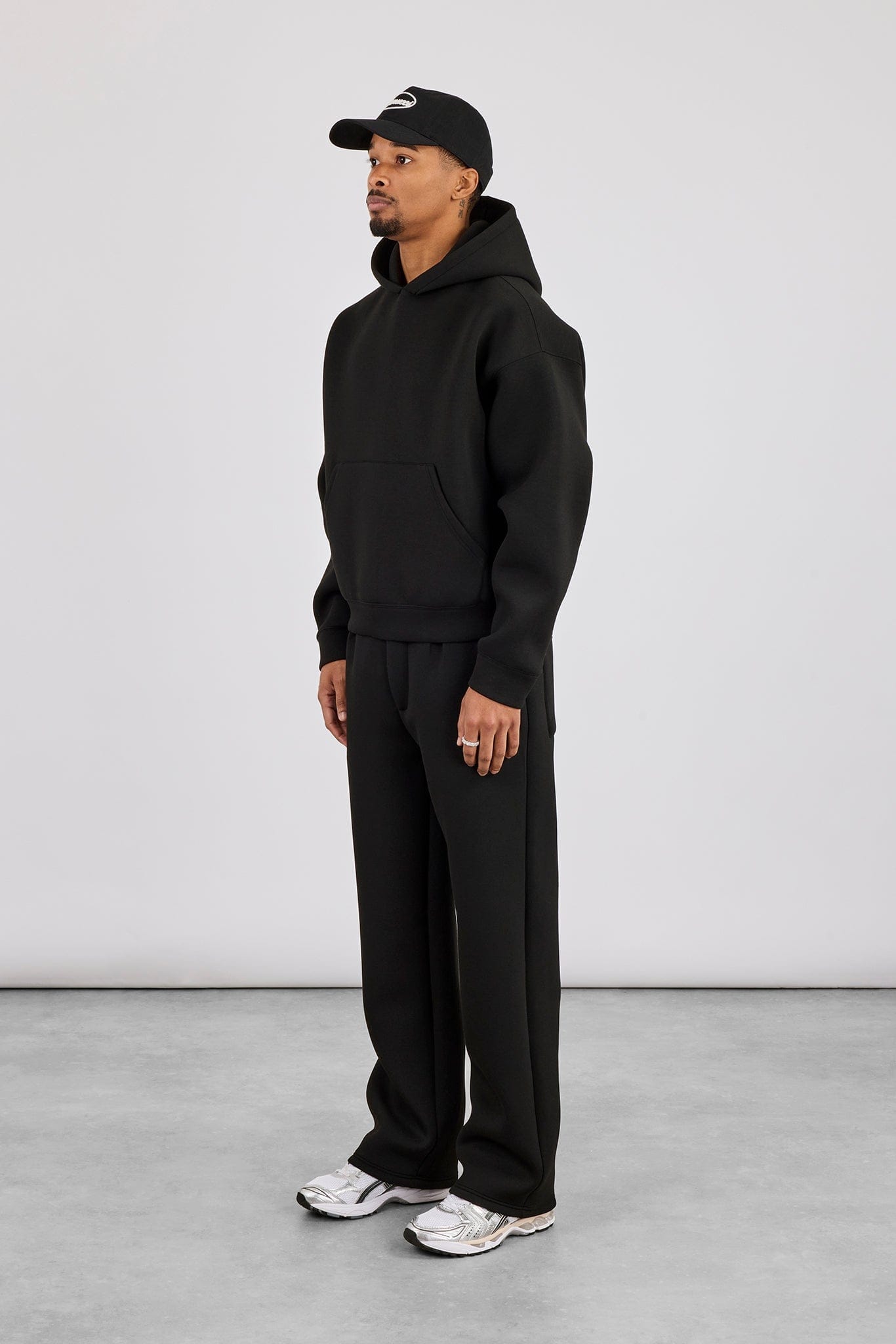 Cernucci Scuba Boxy Hoodie & Relaxed Trouser - Black — S — Size S — Side View
