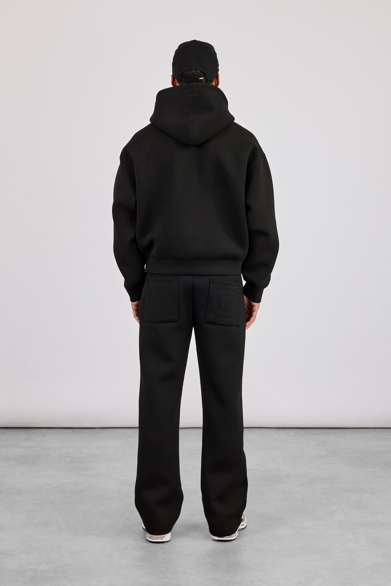 Cernucci Scuba Boxy Hoodie & Relaxed Trouser - Black — S — Size S — Back View