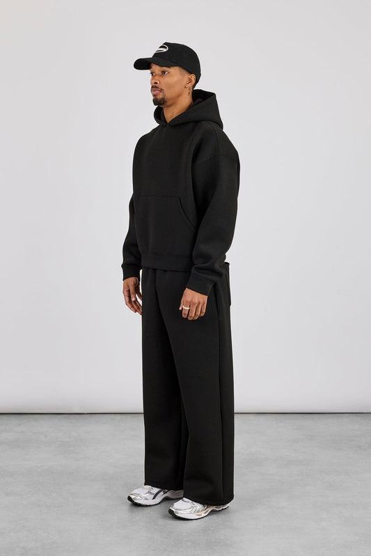 Cernucci Scuba Boxy Hoodie & Baggy Fit Trouser - Black — S — Size S — Side View