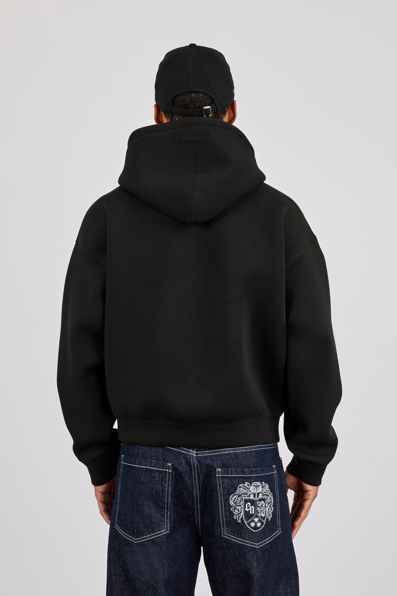 Cernucci Scuba Boxy Hoodie  - Black — S — Top View