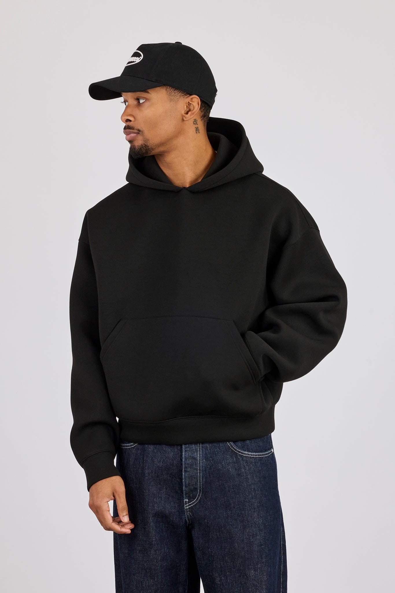Cernucci Scuba Boxy Hoodie  - Black — S — Front View