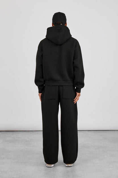Cernucci Scuba Boxy Hoodie & Baggy Fit Trouser - Black — S — Size S — Back View