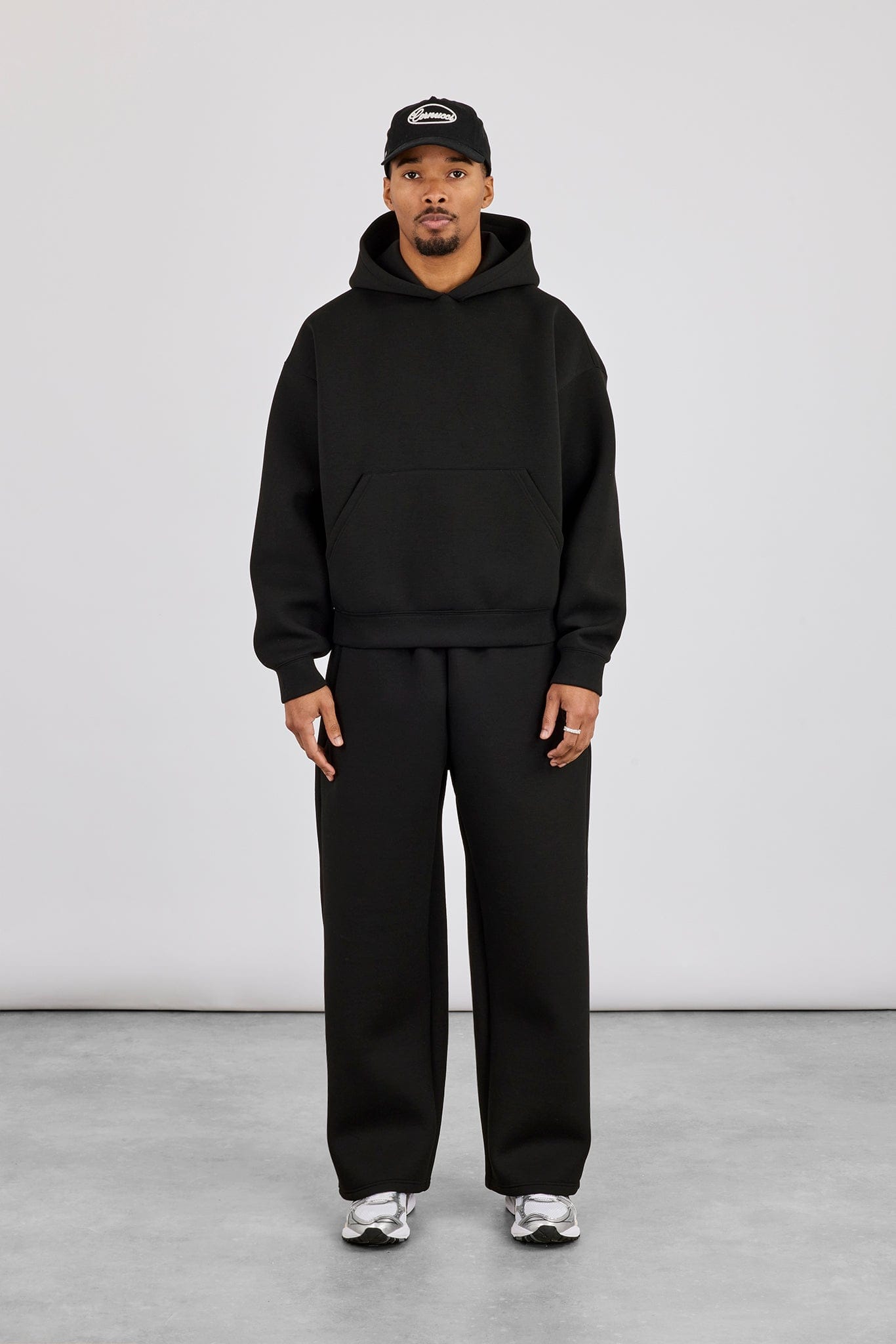 Cernucci Scuba Boxy Hoodie & Baggy Fit Trouser - Black — S — Size S — Top View