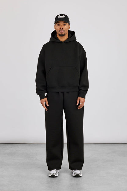 Cernucci Scuba Boxy Hoodie & Baggy Fit Trouser - Black — S — Size S — Top View