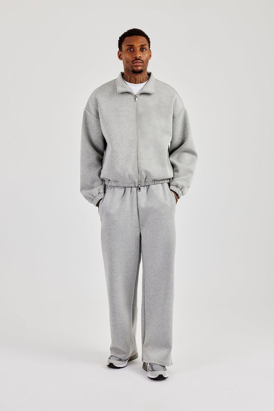 Cernucci Scuba Funnel Neck Jacket & Baggy Fit Trouser - Grey — S — Size S — Front View