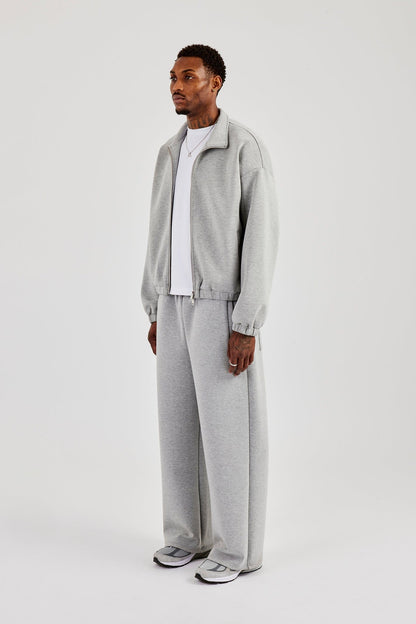 Cernucci Scuba Funnel Neck Jacket & Baggy Fit Trouser - Grey — S — Size S — Back View