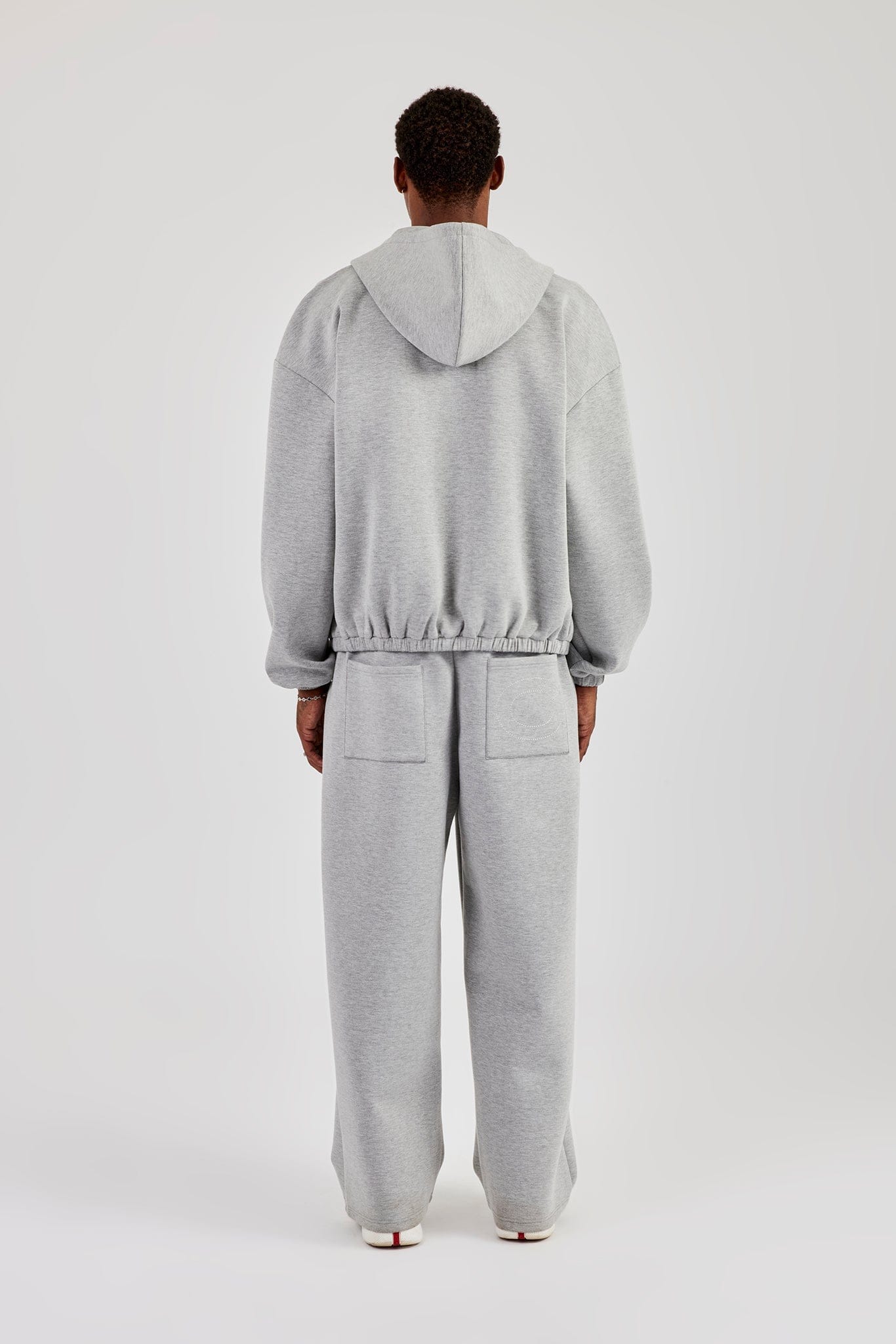 Cernucci Zip Hooded Panelled Scuba Jacket & Baggy Fit Trouser - Grey — S — Size S — Back View