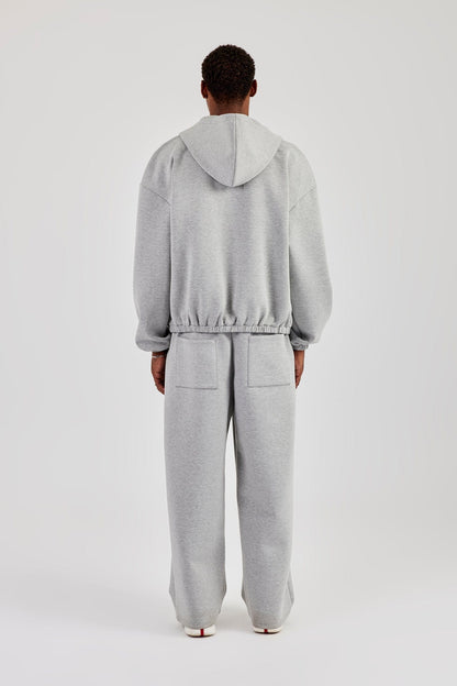 Cernucci Zip Hooded Panelled Scuba Jacket & Baggy Fit Trouser - Grey — S — Size S — Back View