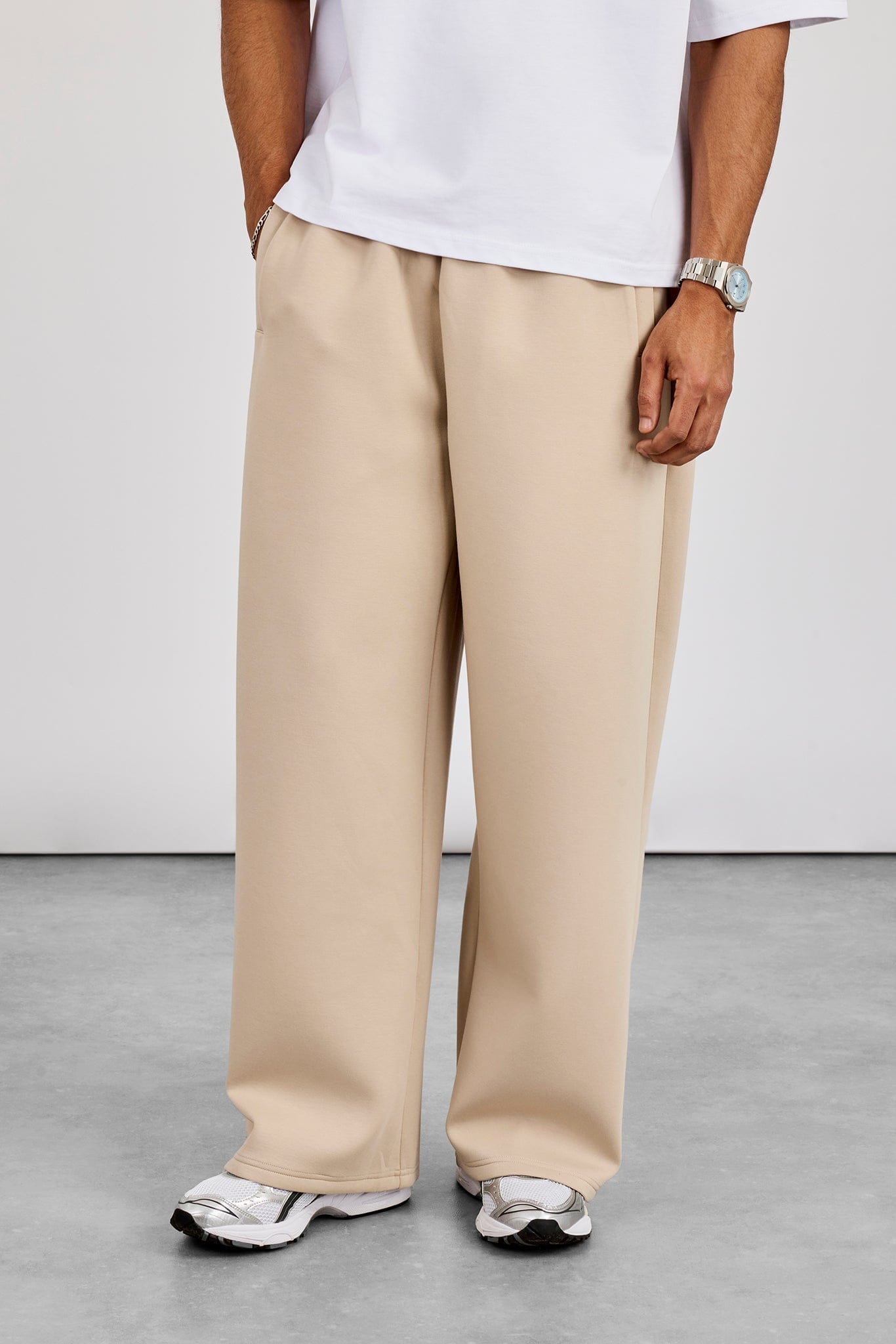 Cernucci Scuba Baggy Fit Trouser - Stone — S — Front View