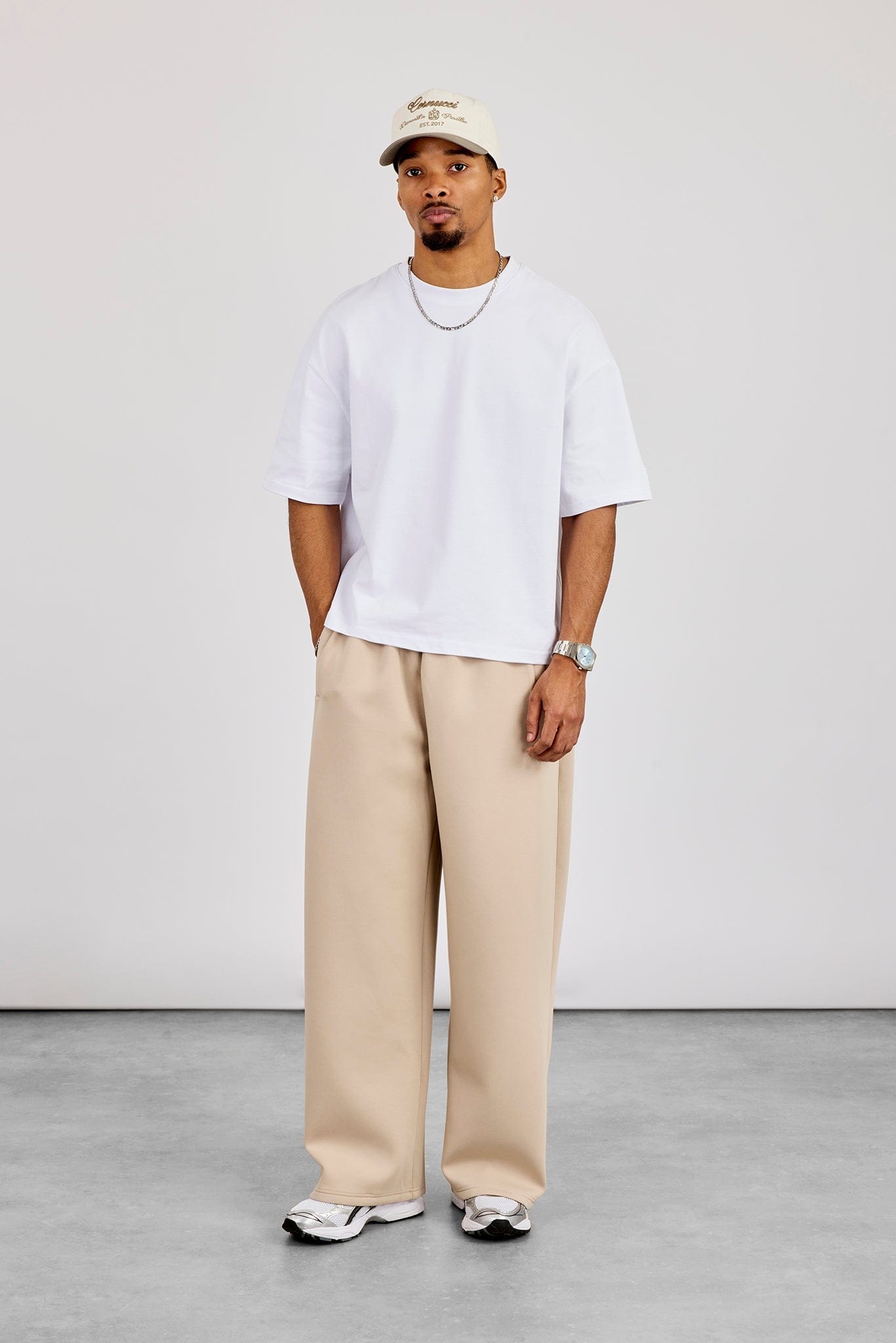 Cernucci Scuba Baggy Fit Trouser - Stone — S — Back View