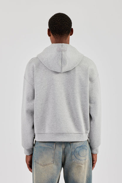 Cernucci Scuba Zip Through Boxy Hoodie - Grey — S — Detail View