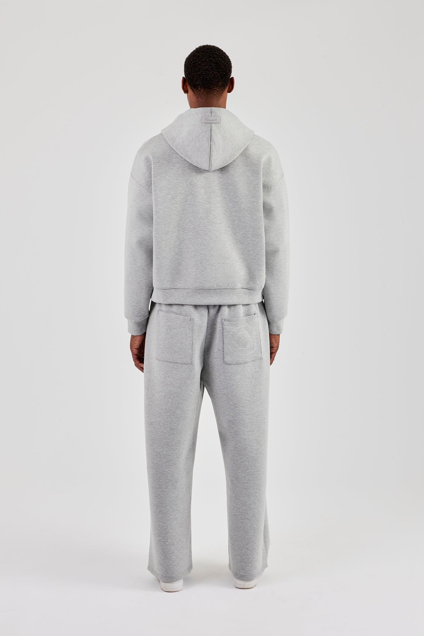 Cernucci Scuba Zip Through Boxy Hoodie & Baggy Fit Trouser - Grey — S — Size S — Detail View