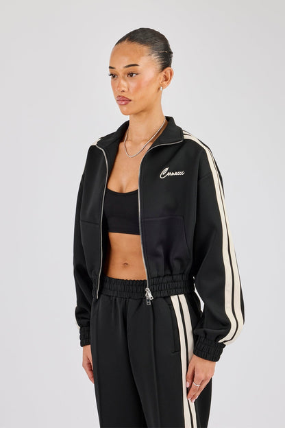Cernucci Taping Cropped Funnel Neck Jacket - Black — XS — Side View
