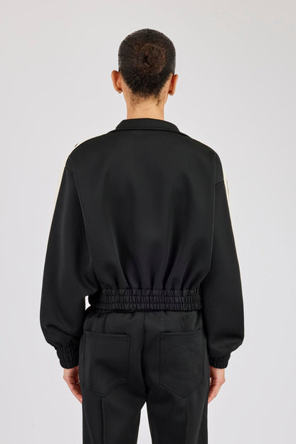 Cernucci Taping Cropped Funnel Neck Jacket - Black — XS — Back View