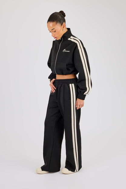 Cernucci Taping Cropped Funnel Neck Jacket - Black — XS — Top View