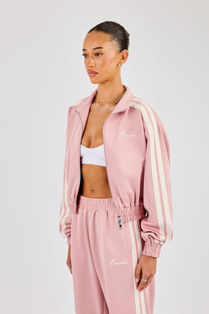 Cernucci Taping Cropped Funnel Neck Jacket - Dusty Pink — XS — Side View